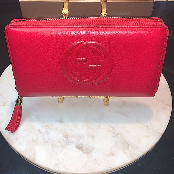 GUCCI SOHO TABASCO RED  ZIPPY WALLET LONG GG - Picture 4 of 15